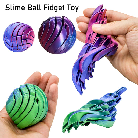 Slime Ball Fidget Toy 3D Printed - Liquid Flow Ball With Rotating Design Stree Relief Toys